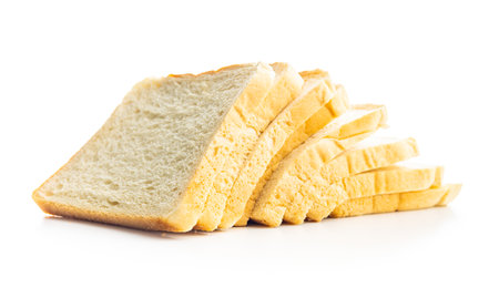 White sliced toast bread isolated on the white background.の写真素材