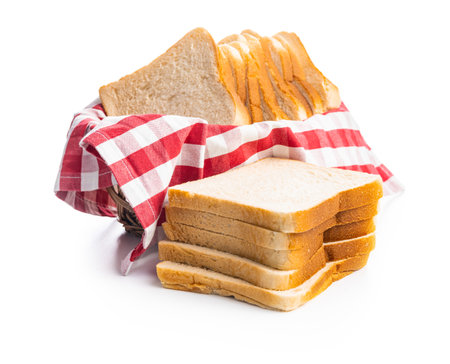 White sliced toast bread isolated on the white background.の写真素材