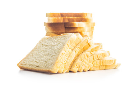 White sliced toast bread isolated on the white background.の写真素材