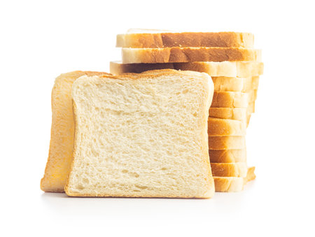 White sliced toast bread isolated on the white background.の写真素材