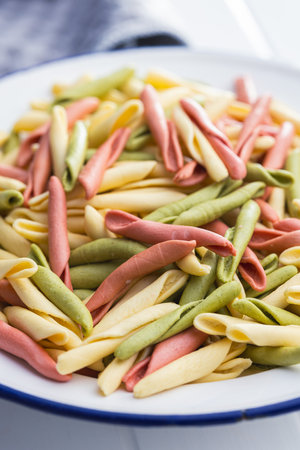 Fusilli Pugliese. Italian twisted pasta on the plate.の写真素材
