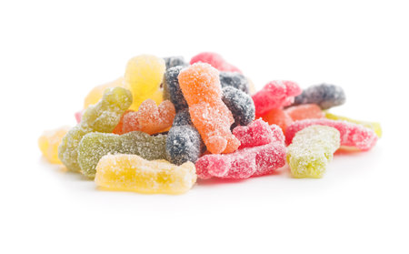 Sweet jelly candies isolated on the white background.の写真素材