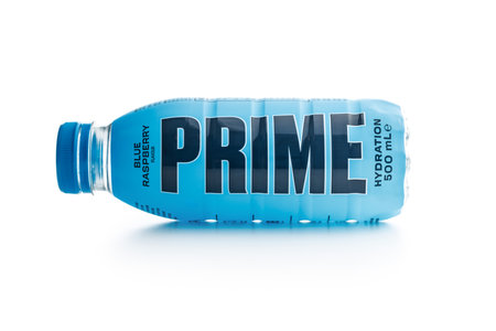 Prime Hydration Drink. Bottle drink isolated on the white background.のeditorial素材