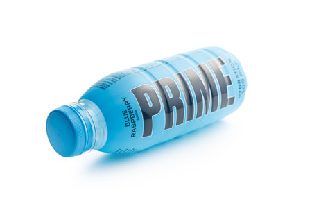 Prime Hydration Drink. Bottle drink isolated on the white background.のeditorial素材