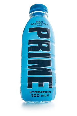 Prime Hydration Drink. Bottle drink isolated on the white background.のeditorial素材