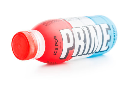 Prime Hydration Drink. Bottle drink isolated on the white background.のeditorial素材