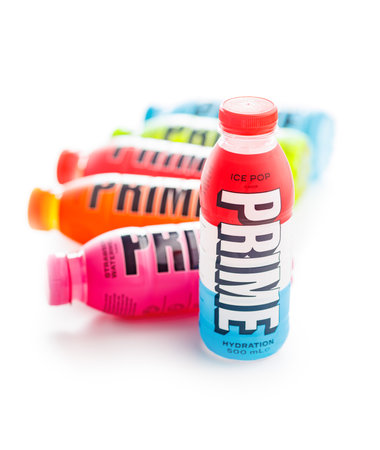 Prime Hydration Drink. Bottle drink isolated on the white background.のeditorial素材