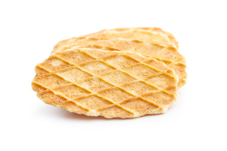 Round waffle biscuits isolated on the white background.の写真素材