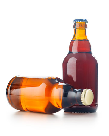 Bottles of beer isolated on the white background.の写真素材