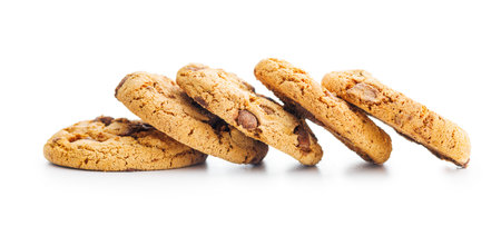 Sweet chocolate cookies isolated on the white background.の写真素材