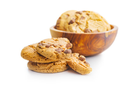 Sweet chocolate cookies isolated on the white background.の写真素材