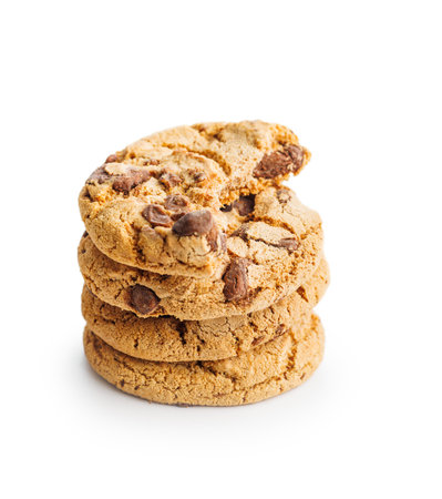 Sweet chocolate cookies isolated on the white background.の写真素材