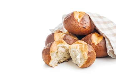 Homemade baked buns isolated on the white background.の写真素材