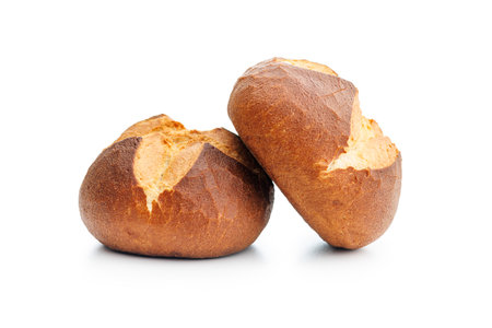 Homemade baked buns isolated on the white background.の写真素材
