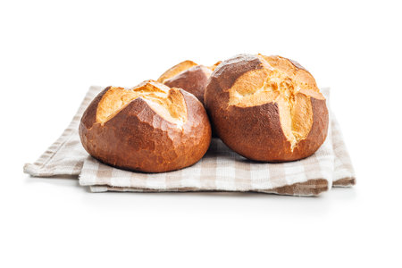 Homemade baked buns isolated on the white background.の写真素材