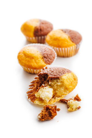 Close Up of a Muffin isolated on a white background.の写真素材