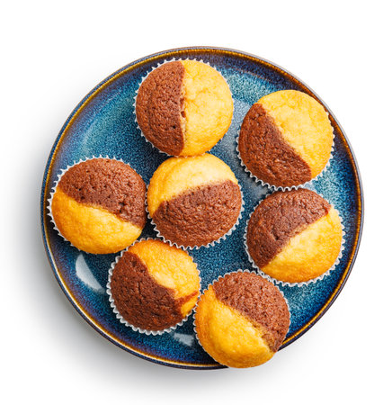 Close Up of a Muffins on a plate isolated on a white background.の写真素材
