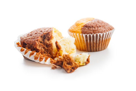 Close Up of a Muffin isolated on a white background.の写真素材