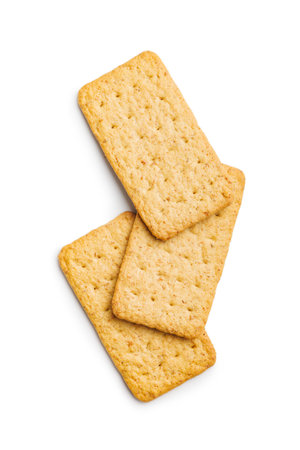 Salted crackers isolated on a white background.の写真素材