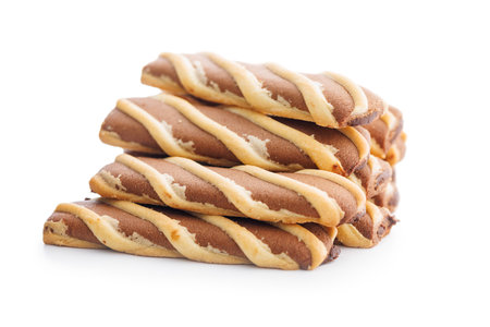 Classic Striped Cookies isolated on a white background.の写真素材
