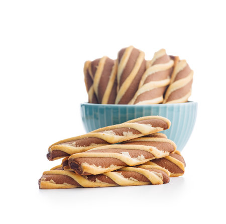 Classic Striped Cookies isolated on a white background.の写真素材