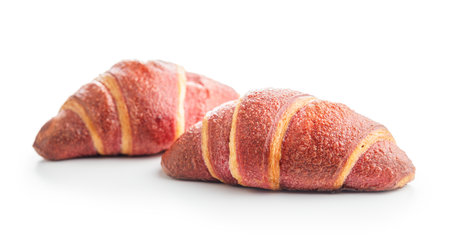 Freshly Baked Croissant with fruity flavor Isolated Against a White Backgroundの写真素材