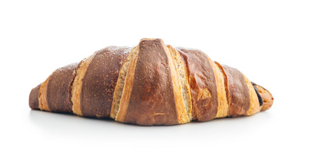 Freshly Baked Chocolate Croissant Isolated Against a White Backgroundの写真素材