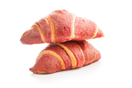 Freshly Baked Croissant with fruity flavor Isolated Against a White Backgroundの写真素材