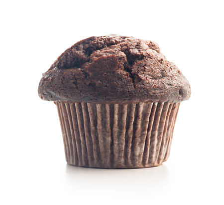 Sweet muffin cakes isolated on a white background.の写真素材