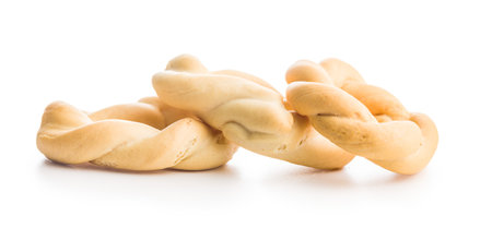 Ciambelle di sir. Crispy italian salted donuts isolated on a white background.の写真素材