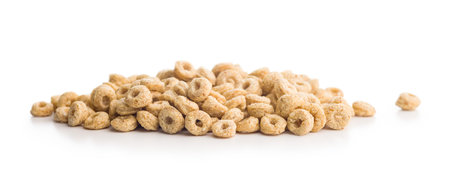 Sweet honey cereal rings isolated on a white background.の写真素材