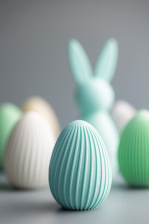 Easter decorations. Colorful eggs on a gray background.の写真素材