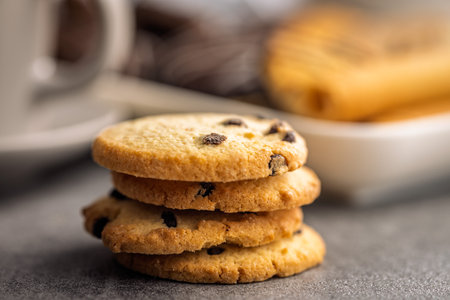 Sweet chocolate cookies on a kitchen table.