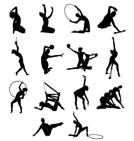 gymnastics woman silhouette vectorのイラスト素材