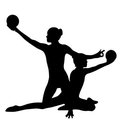 gymnastics sport  silhouette art vectorのイラスト素材