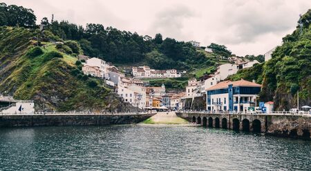 Landscape of the picturesque village of Cudillero in Asturias, Spain. Tourist conceptの写真素材