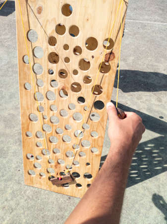 Giant wooden vertical labyrinth game