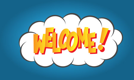 Comic book style cloud with text welcomeのイラスト素材