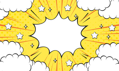 Comic pop art pop art star burst yellow backgroundのイラスト素材