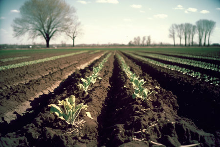 local farm practicing sustainable agriculture. Generative AIの素材