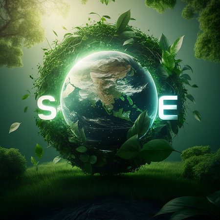 ESG, green energy, sustainable industry. Environmental, Social, and Corporate Governance concept.Generative aの素材