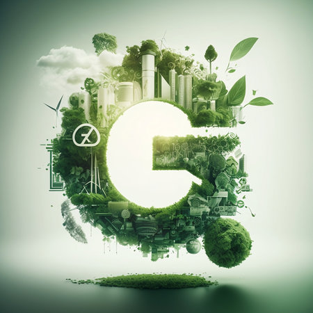 ESG, green energy, sustainable industry. Environmental, Social, and Corporate Governance concept.Generative aiの素材