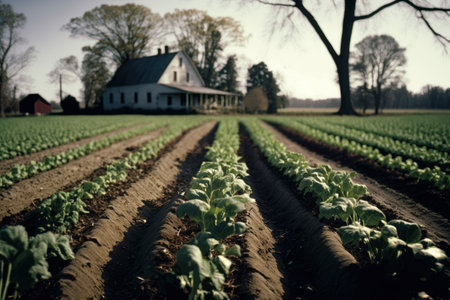 local farm practicing sustainable agriculture. Generative AIの素材