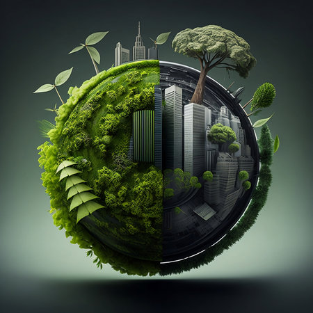 ESG, green energy, sustainable industry. Environmental, Social, and Corporate Governance concept.Generative aの素材