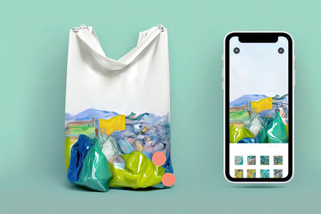 mockup of recyclable bags made from plastics. Generative AIの素材