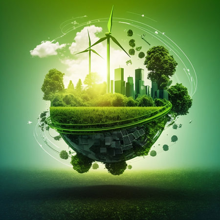 ESG, green energy, sustainable industry. Environmental, Social, and Corporate Governance concept.Generative aの素材