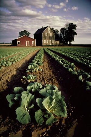 local farm practicing sustainable agriculture. Generative AIの素材