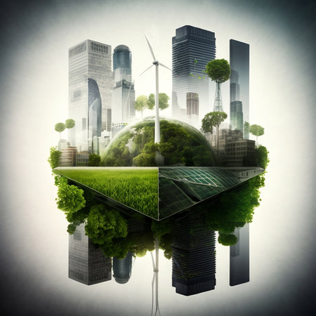 ESG, green energy, sustainable industry. Environmental, Social, and Corporate Governance concept.Generative aの素材