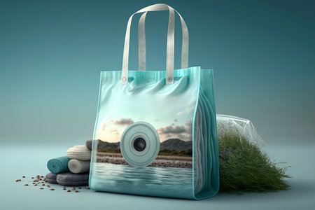 mockup of recyclable bags made from plastics. Generative AIの素材