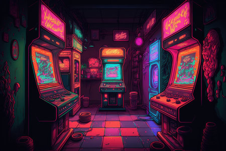 Retro arcade illustration. Generative AIの素材
